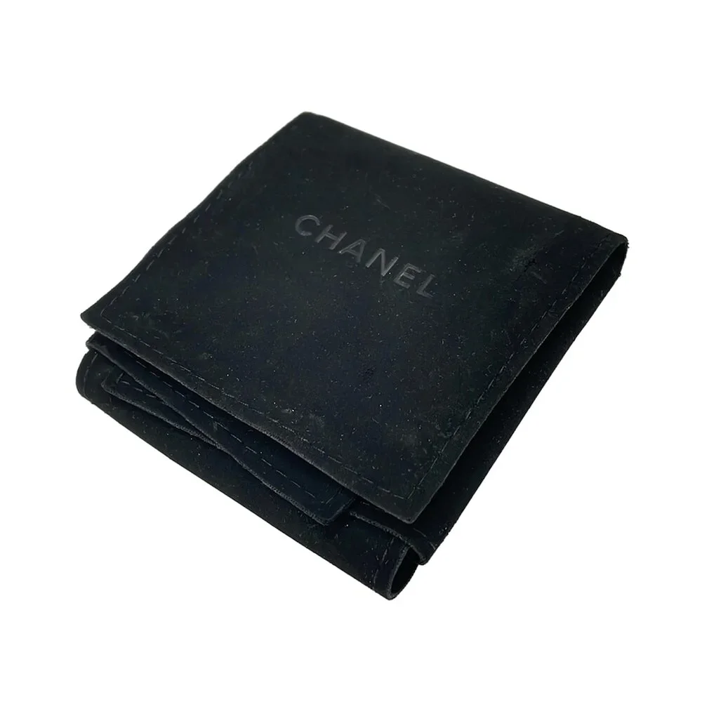 Chanel Brooch Silver Black Hardware Glass